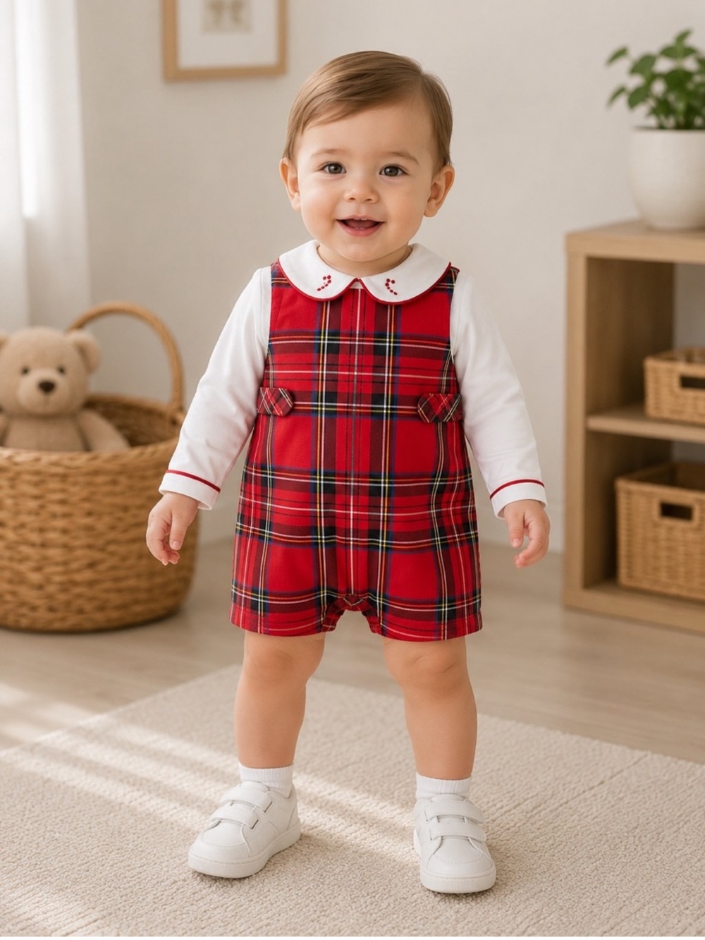 NWT Edgehill Collection x The Broke Brooke Oliver Tartan Plaid Jon Jon Romper